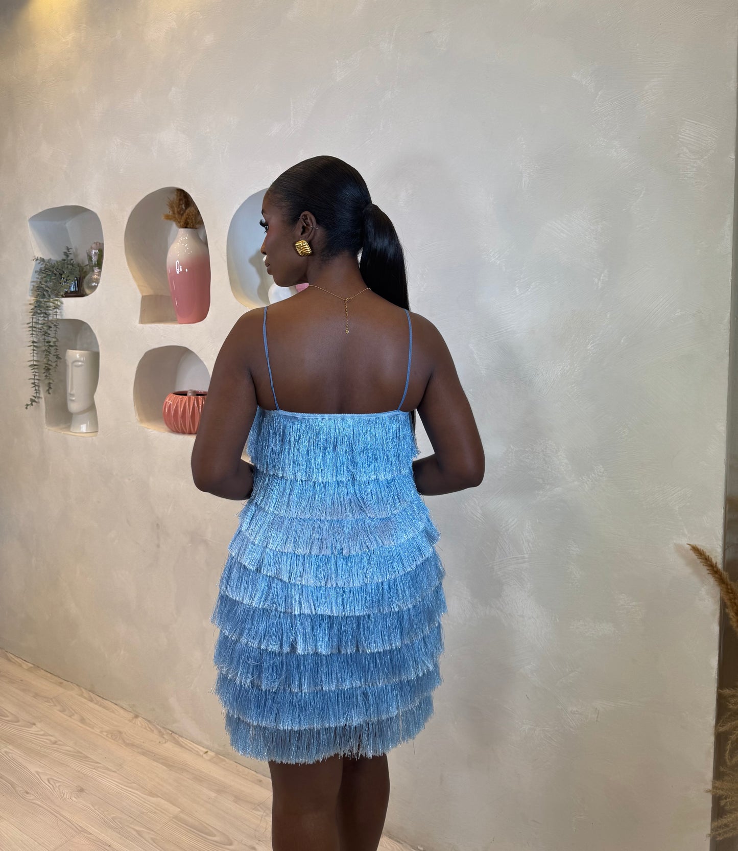 Blue Mirage Fringe Dress