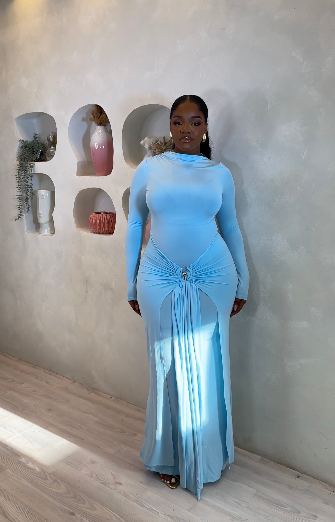 Luminous Drape Maxi Dress