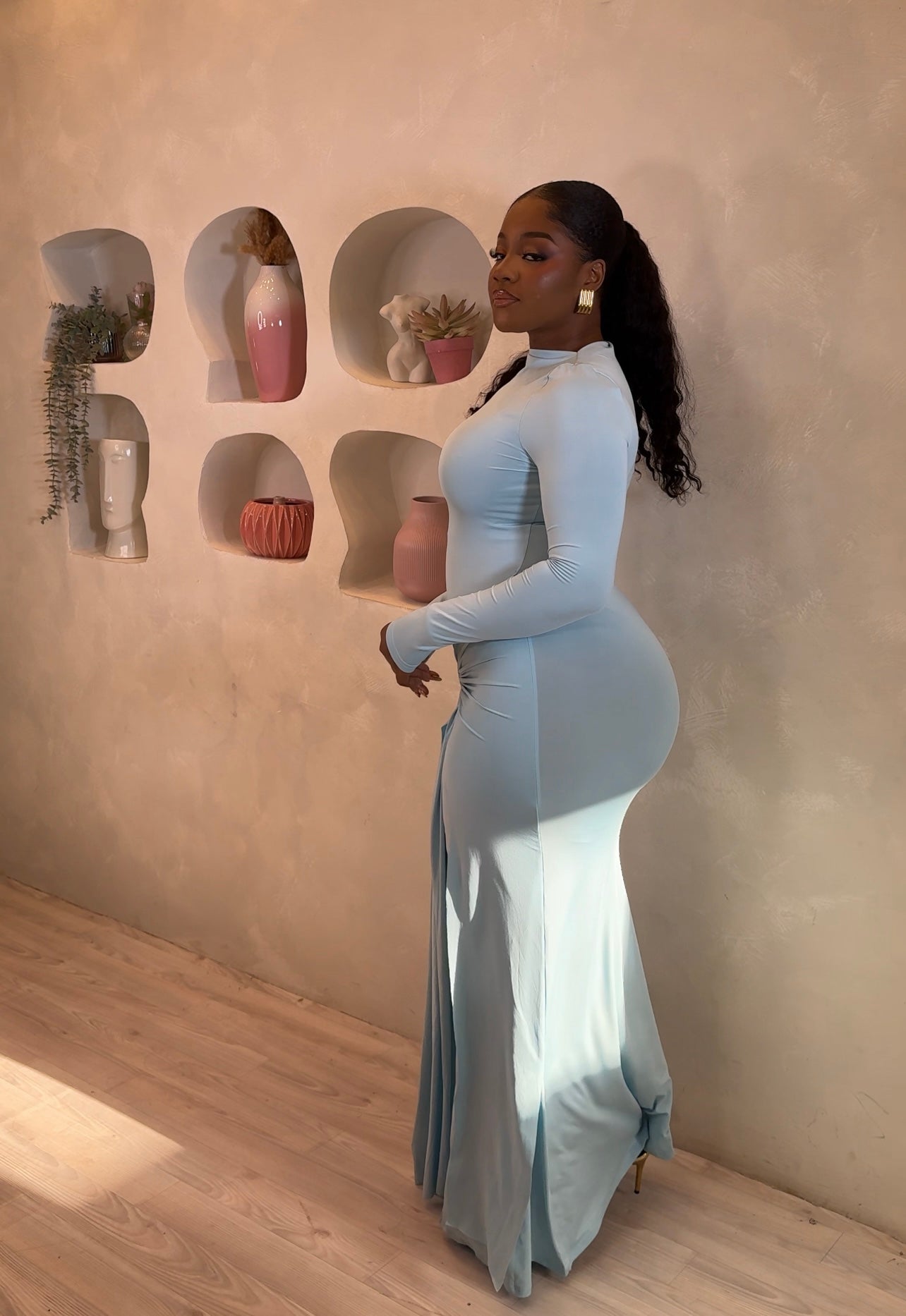Luminous Drape Maxi Dress