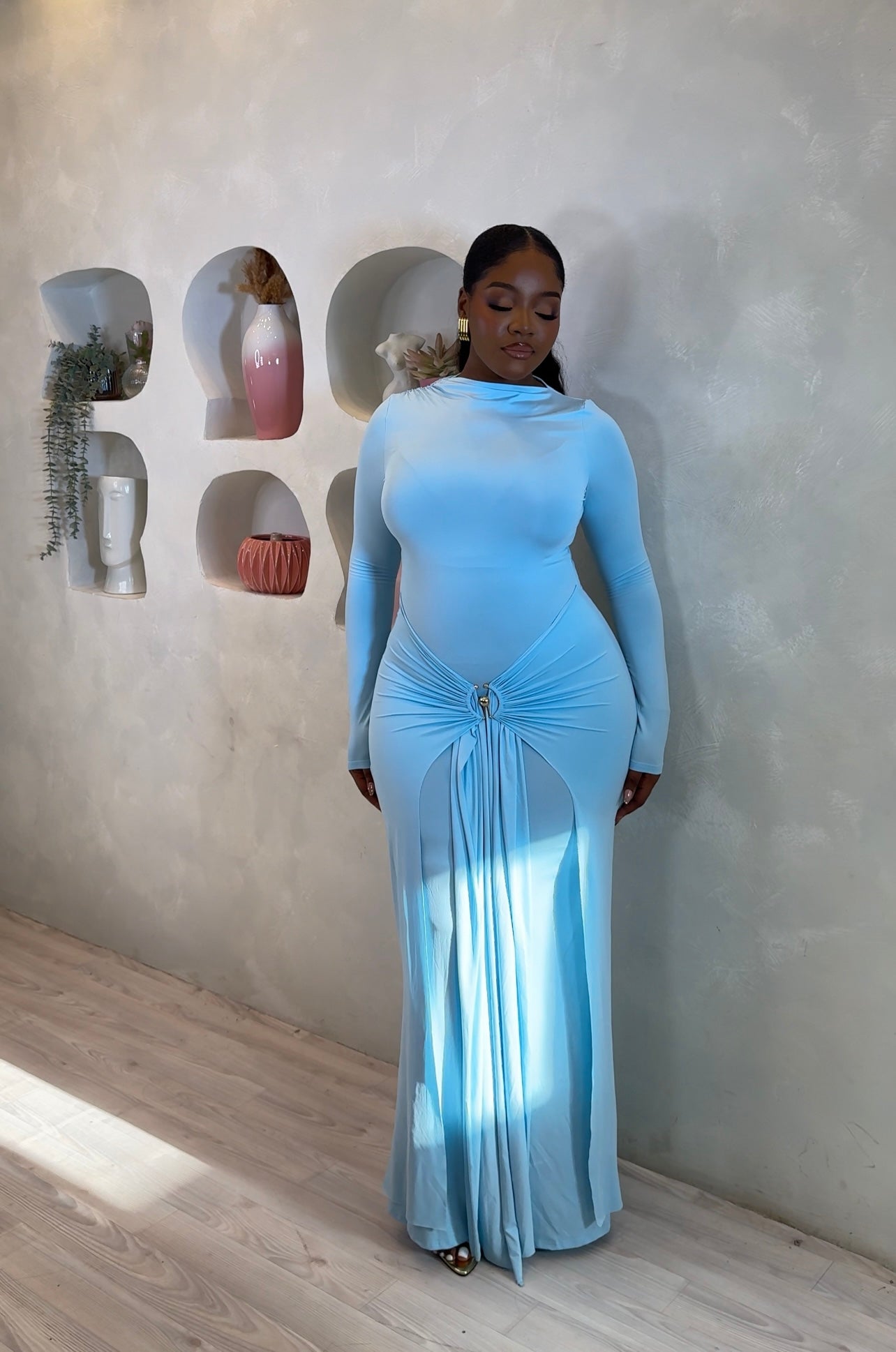 Luminous Drape Maxi Dress