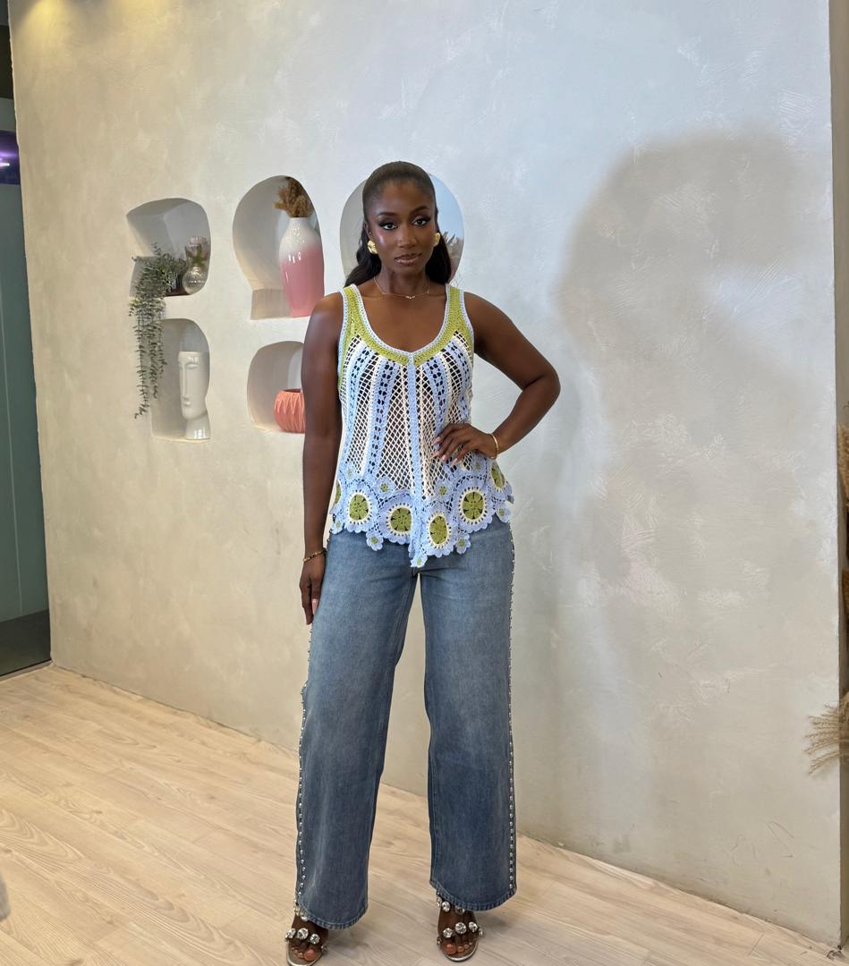 Studded Denim Pants