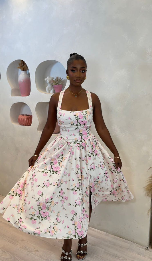 Delicate Flower Midi Dress