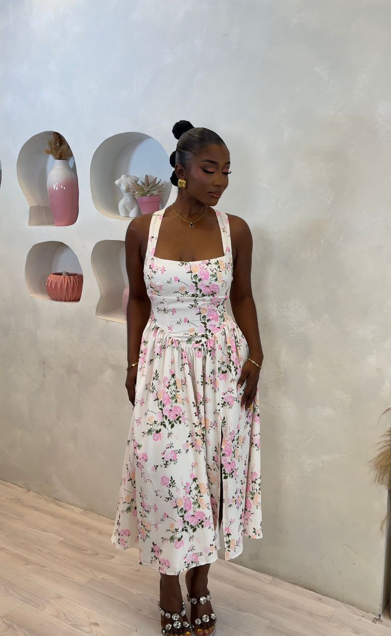 Delicate Flower Midi Dress