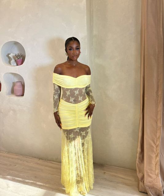 Lemon Blossom Sheer Gown