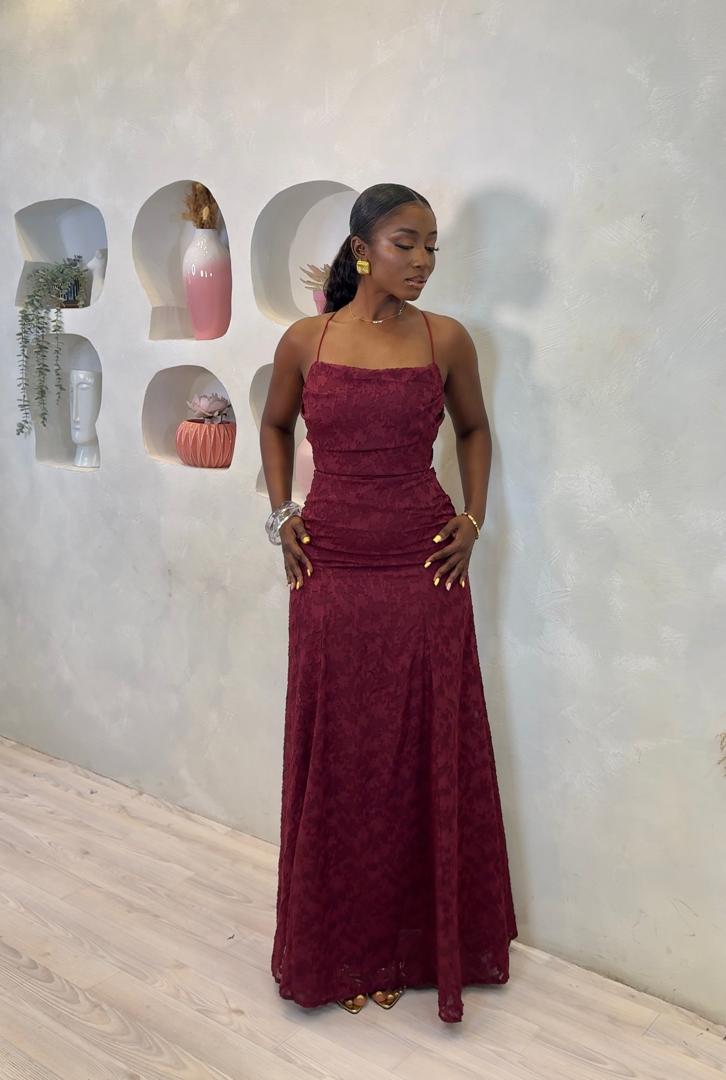 Bordeaux Maxi Lace Dress