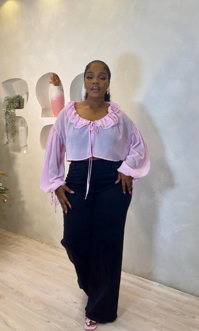 Sweet Peony Ruffle Tie Top