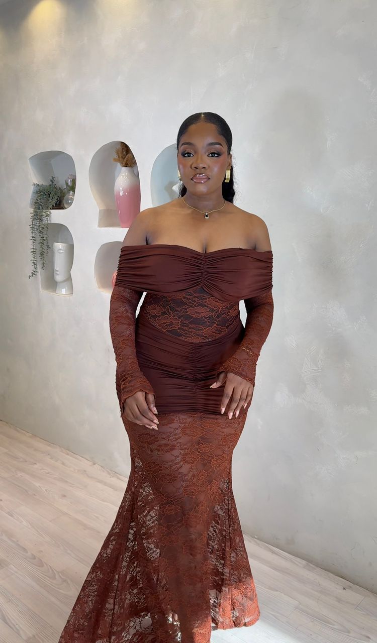 Cocoa Lace Majesty Maxi Dress