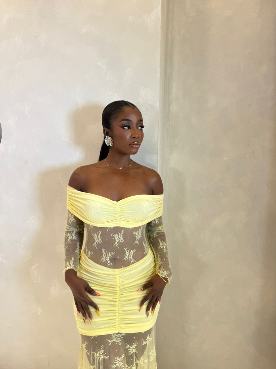 Lemon Blossom Sheer Gown