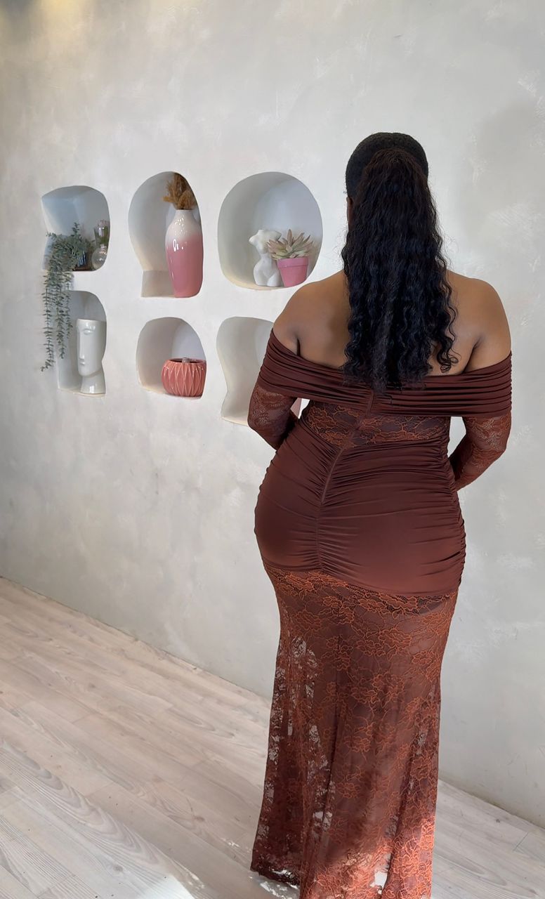 Cocoa Lace Majesty Maxi Dress