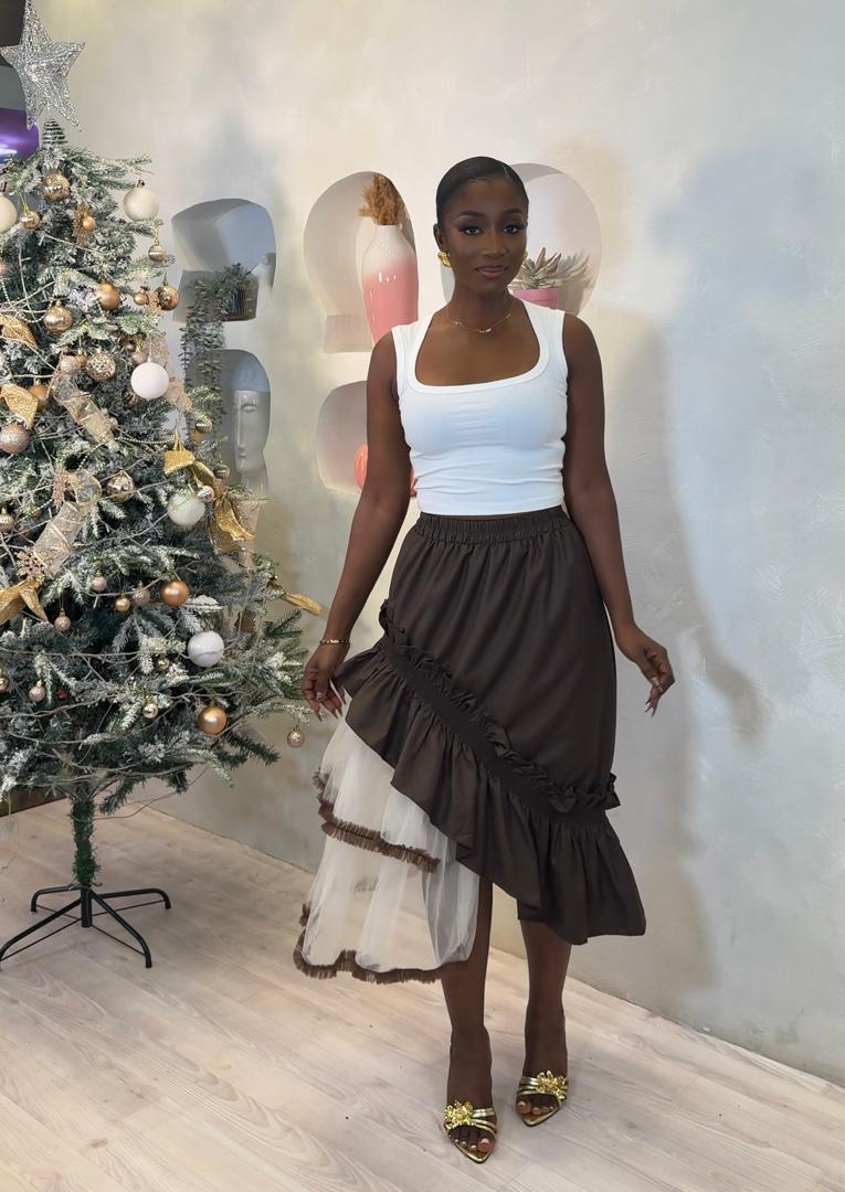 Sheer Drama Midi Skirt