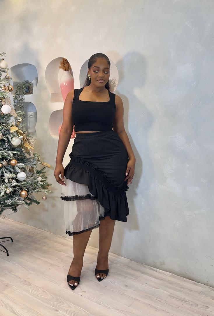 Sheer Drama Midi Skirt