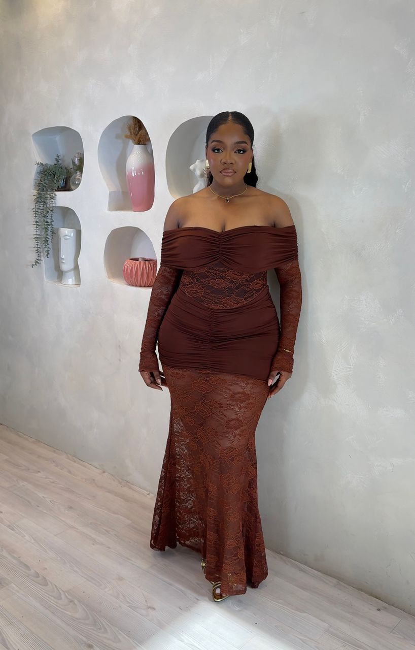 Cocoa Lace Majesty Maxi Dress