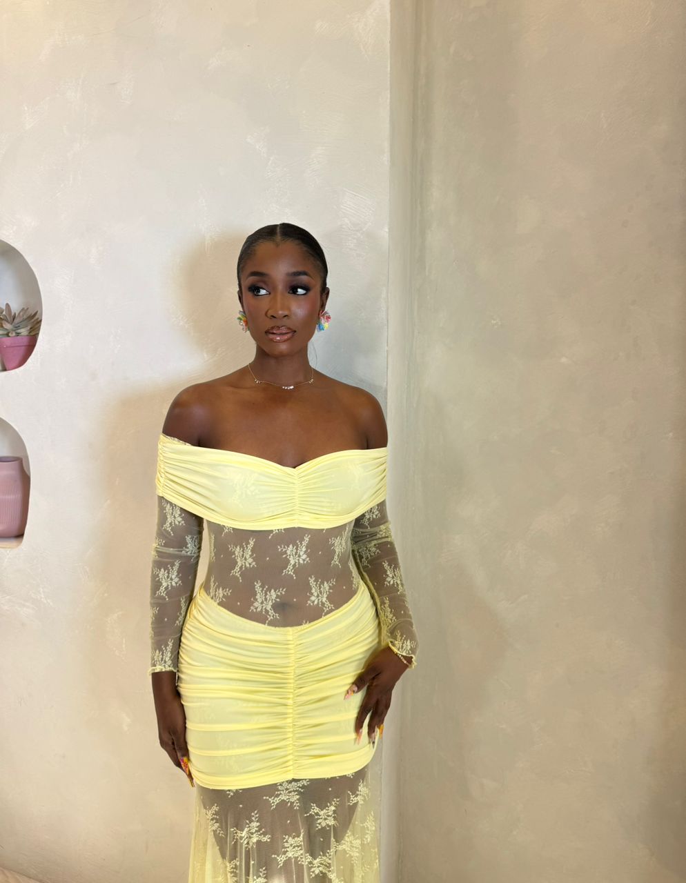 Lemon Blossom Sheer Gown