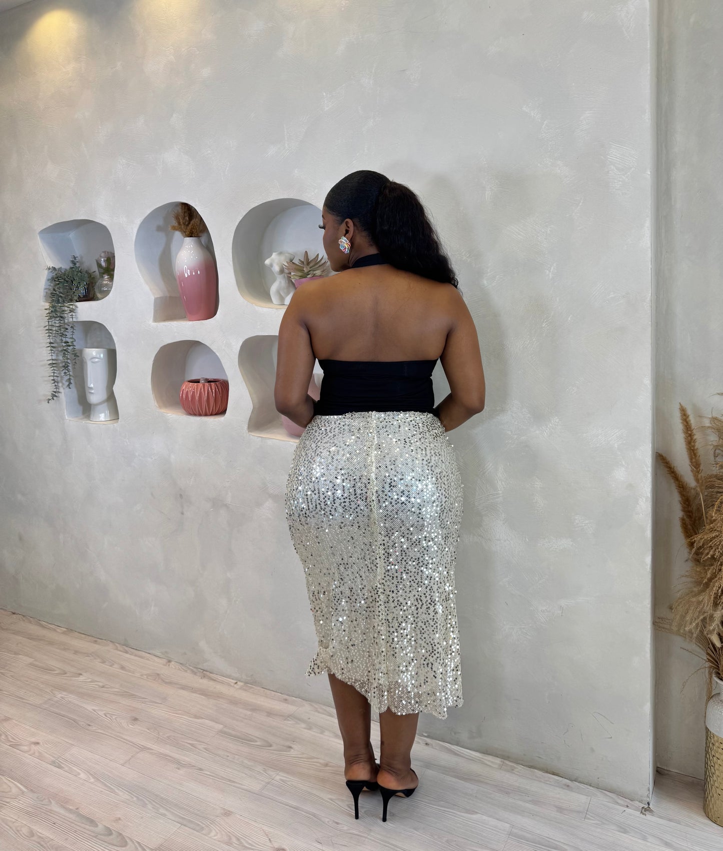 Crystal Shine Sequin Midi Skirt
