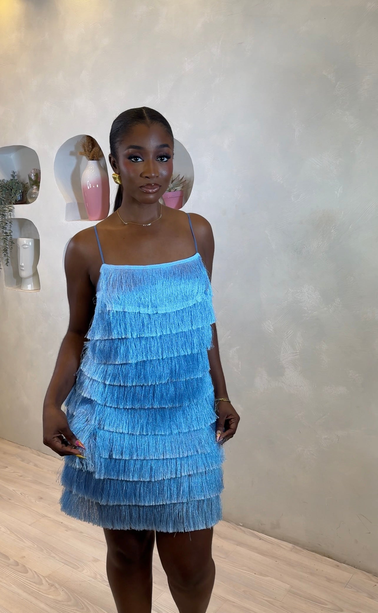 Blue Mirage Fringe Dress