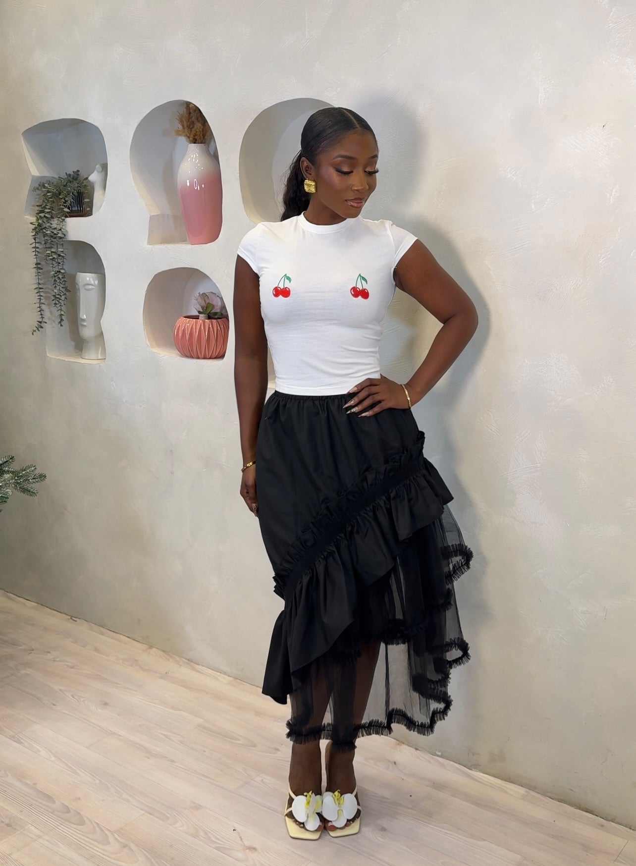 Sheer Drama Midi Skirt