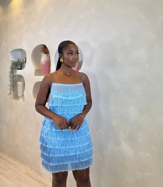 Blue Mirage Fringe Dress