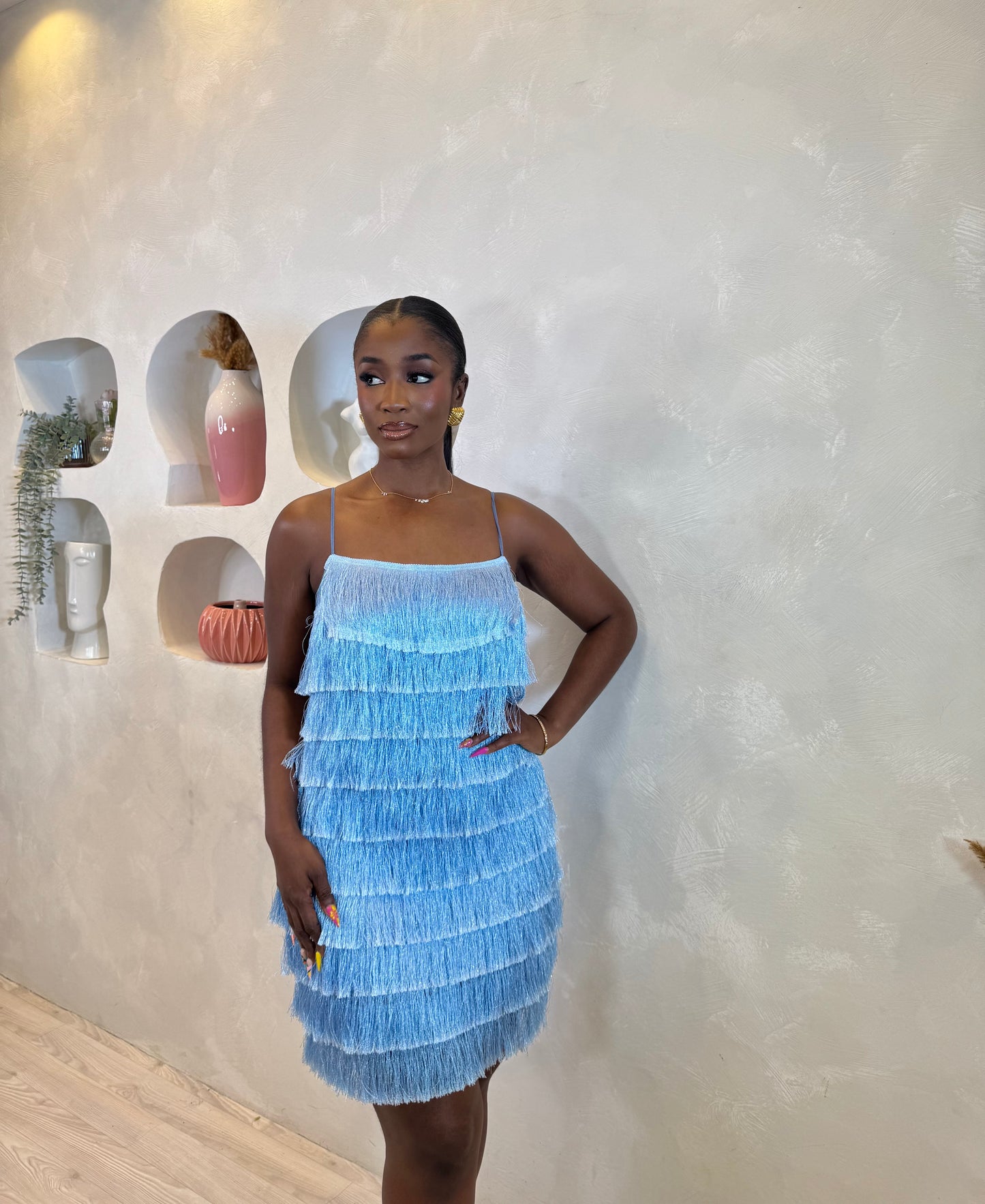 Blue Mirage Fringe Dress