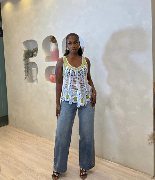Studded Denim Pants