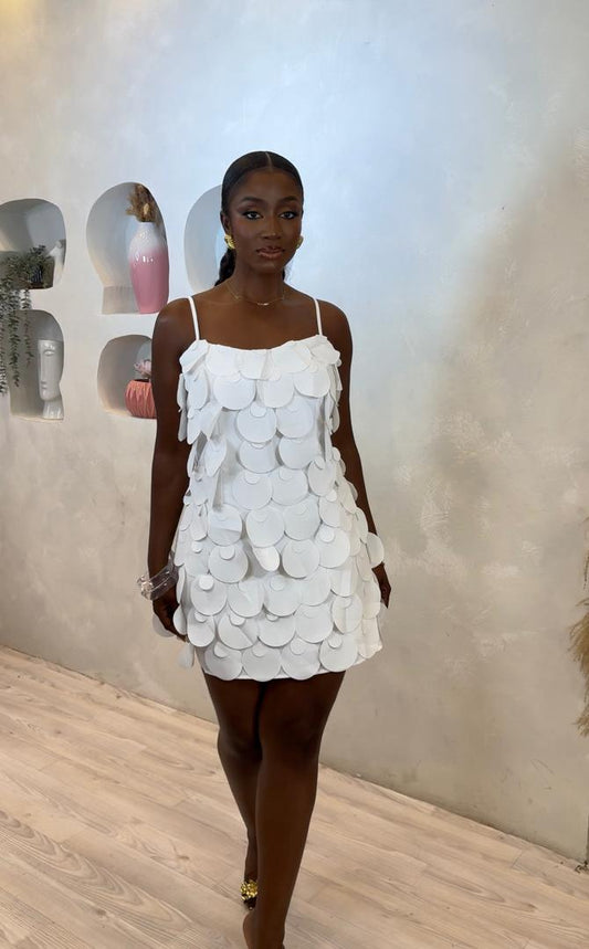 The Snowfall Petal Mini Dress