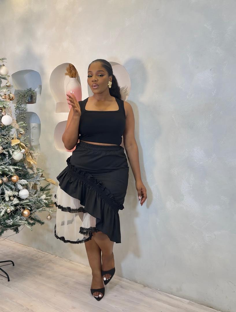 Sheer Drama Midi Skirt