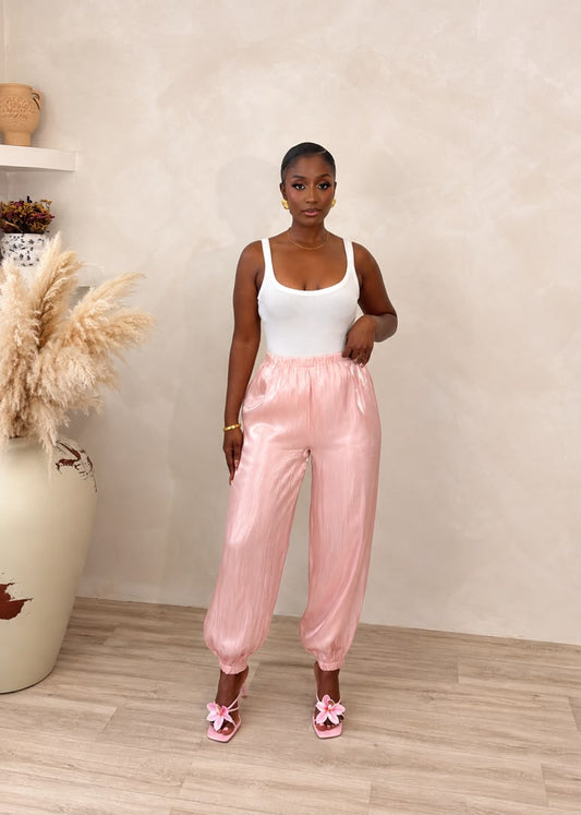 Blush Satin Joggers