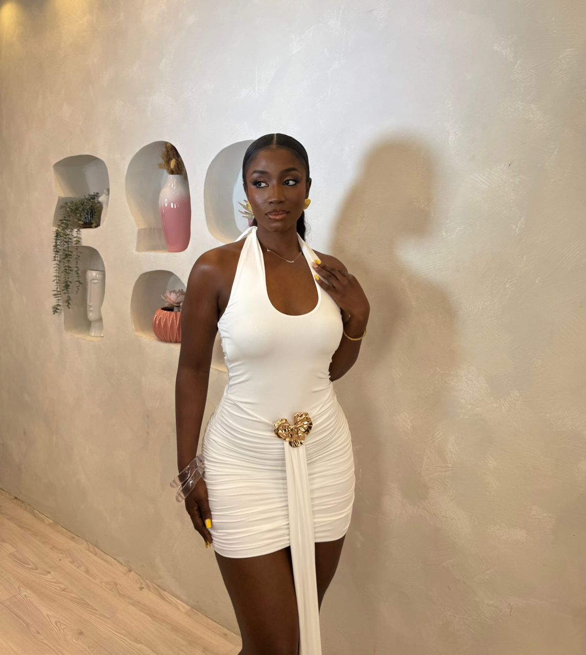 Midnight Luxe Draped Mini Dress