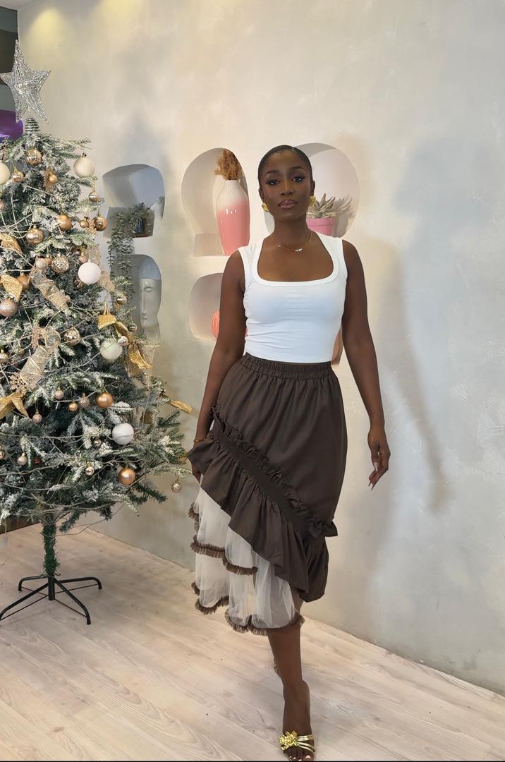 Sheer Drama Midi Skirt