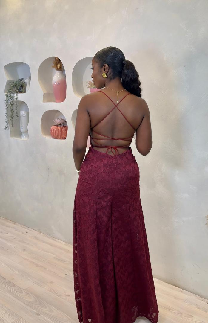 Bordeaux Maxi Lace Dress