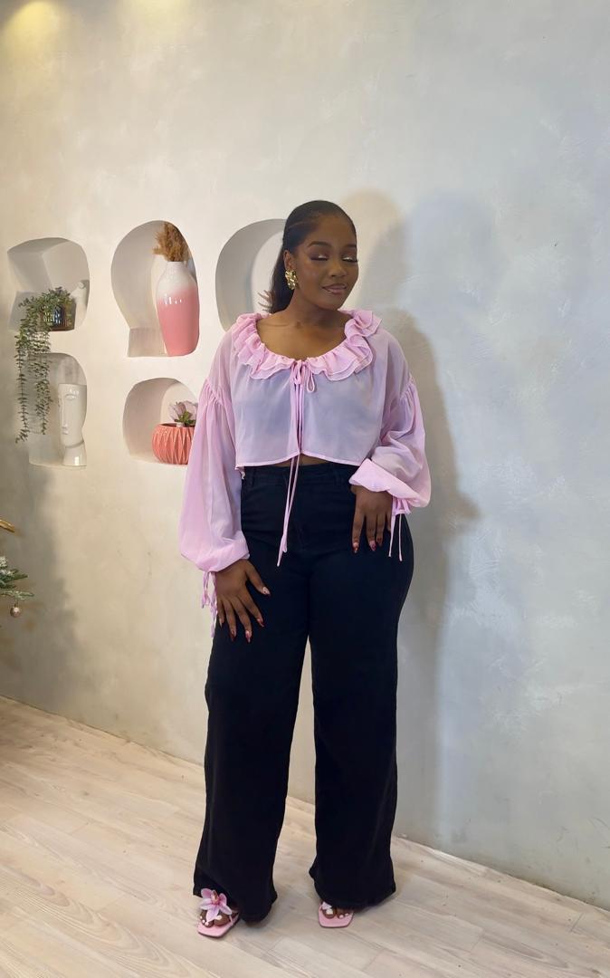 Sweet Peony Ruffle Tie Top