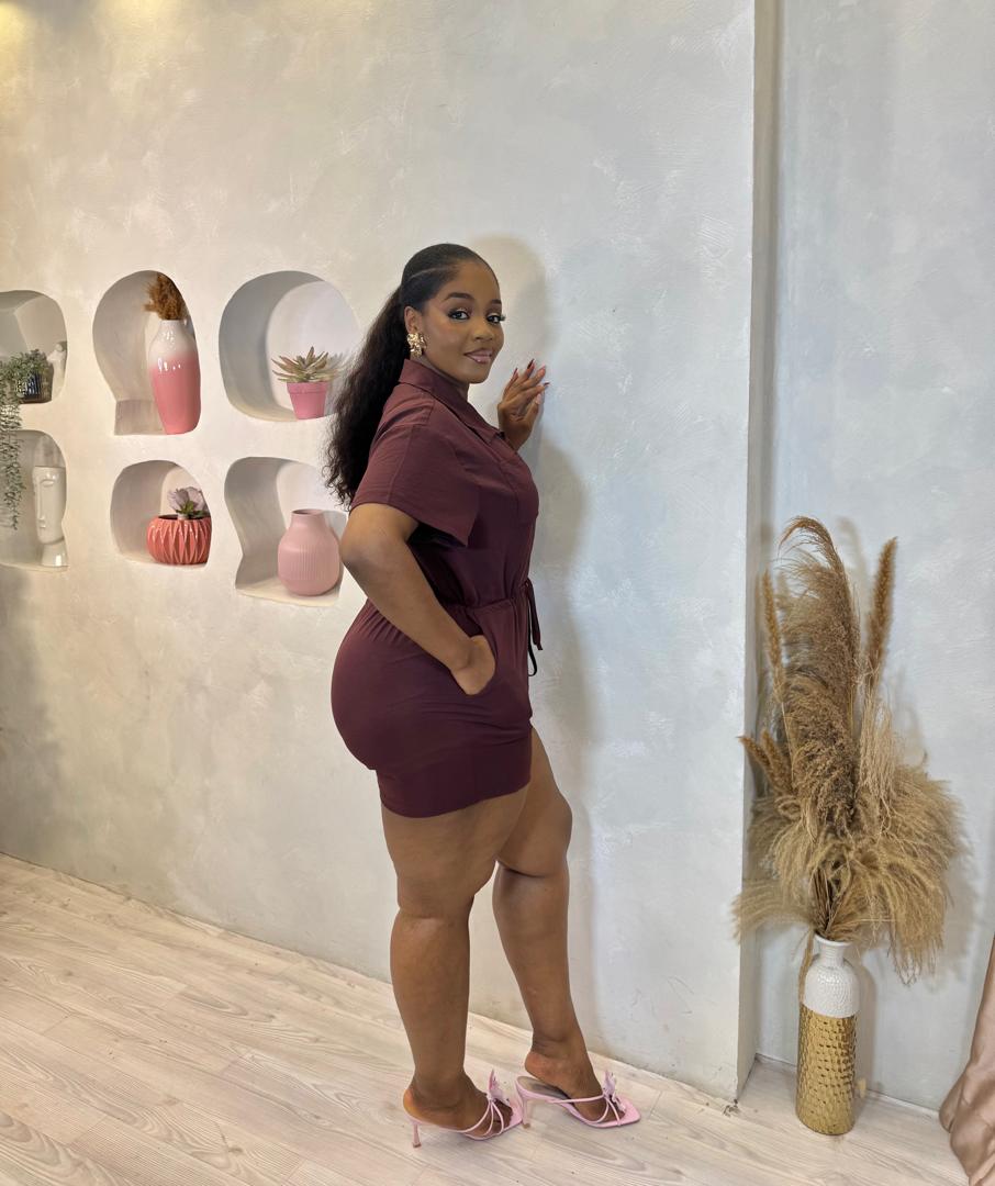 Wine Breeze Button-Up Romper