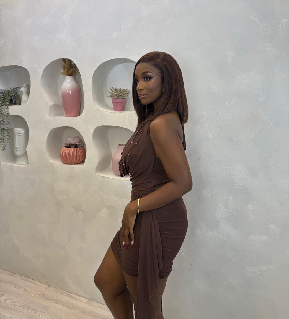 Brown Sugar Halter Mini Dress