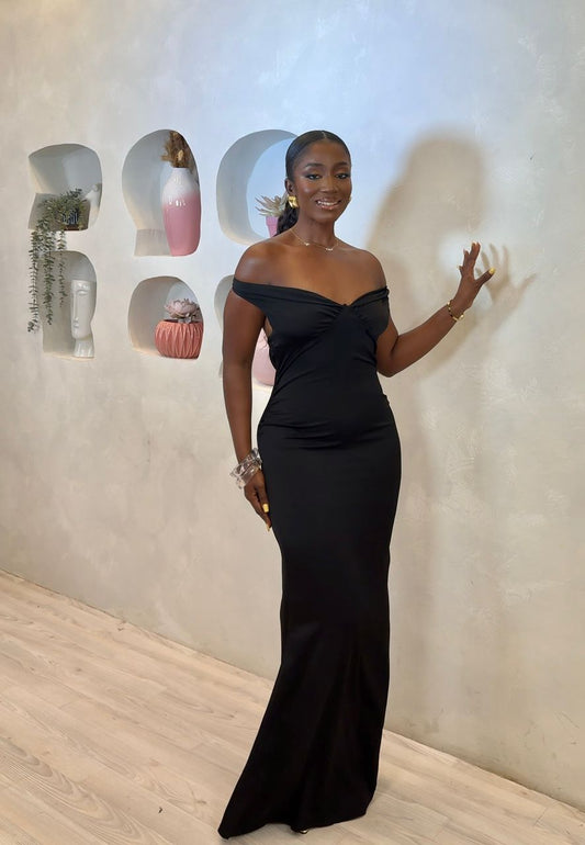 Mocha Embrace Off-shoulder Maxi Dress