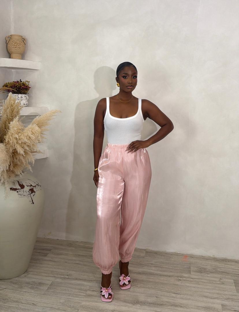 Blush Satin Joggers