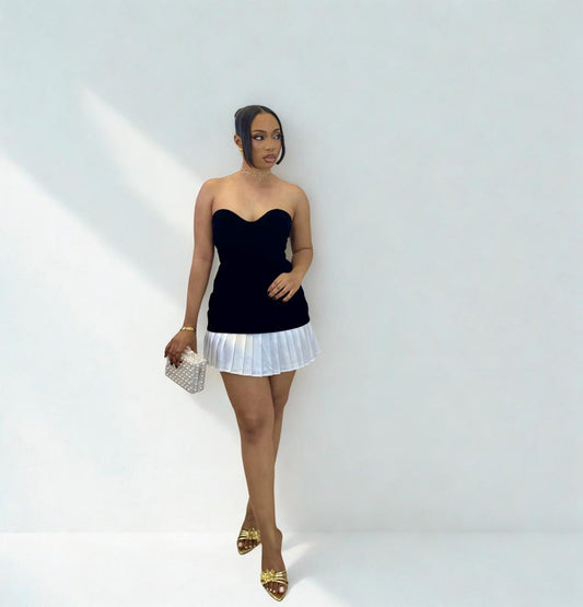 Noir Pearl Mini Dress