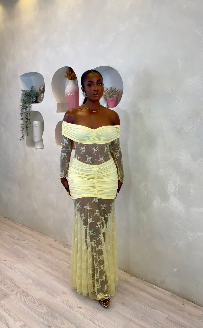 Lemon Blossom Sheer Gown