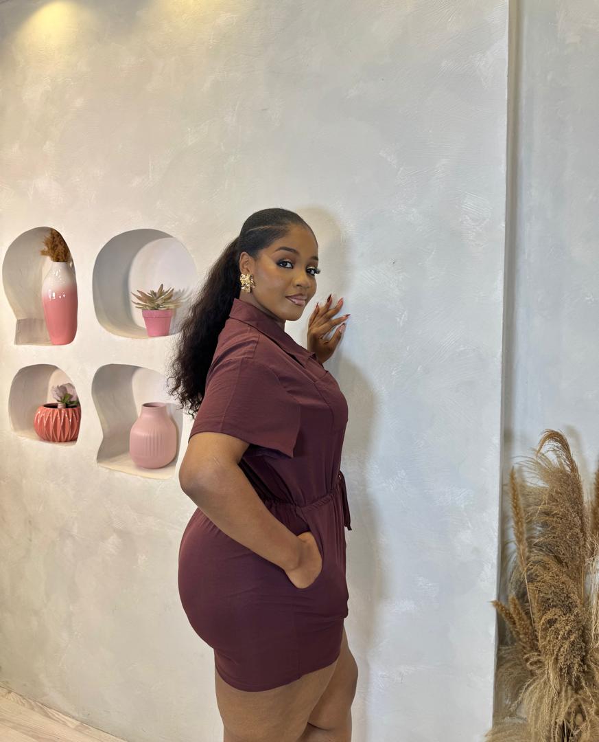 Wine Breeze Button-Up Romper