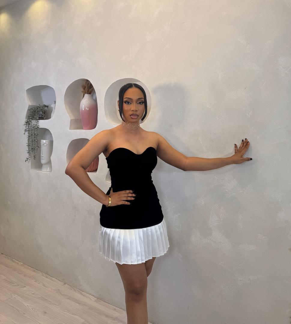 Noir Pearl Mini Dress