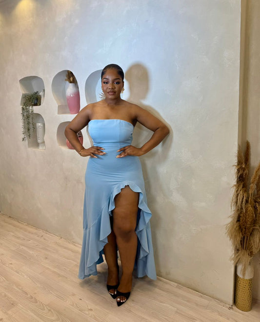 Blues Mirage Ruffle Gown