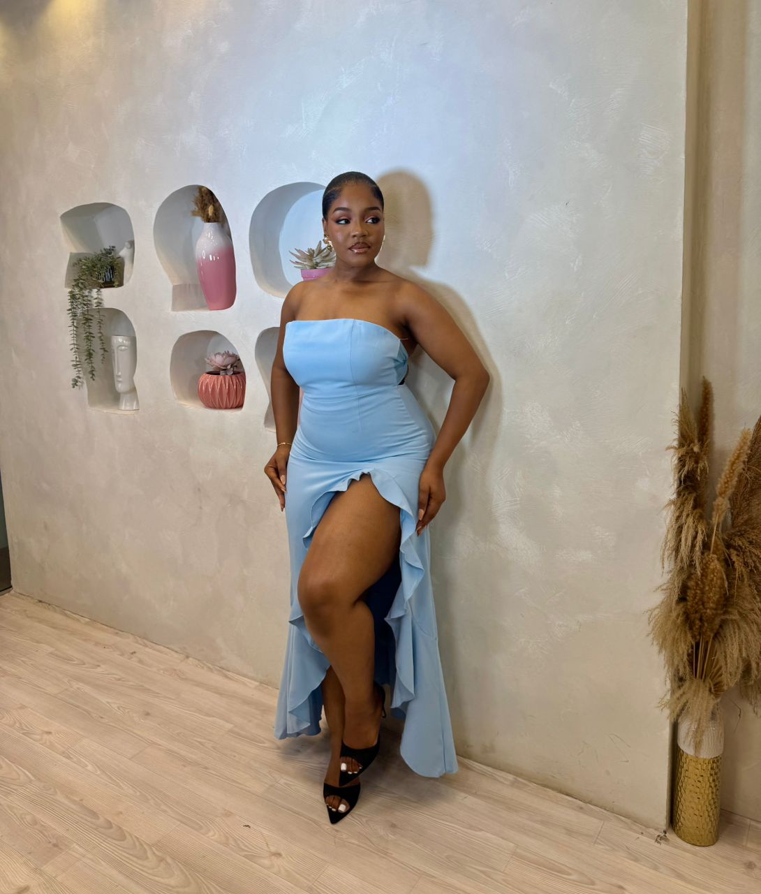 Blues Mirage Ruffle Gown